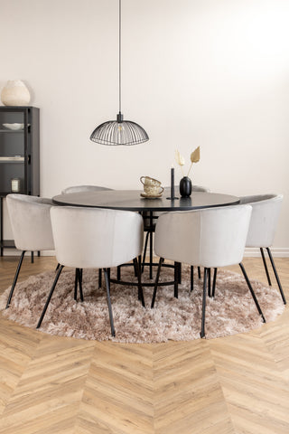 Venture Home Köpenhamn - Matbord runt - Svart / Svart+Berit Stol - Svart / Ljusgrå Sammet_6