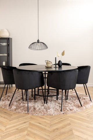 Venture Home Köpenhamn - Matbord runt - Svart / Svart+Berit Stol - Svart / Svart Sammet_6
