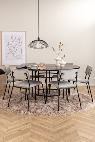 Venture Home Köpenhamn - Matbord runt - Svart / Svart+Kenth Stol - Svart / Ljusgrå Velvet_6
