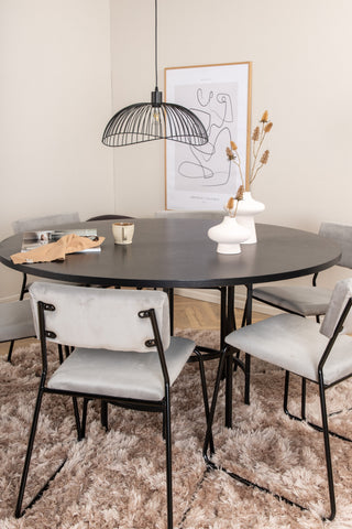 Venture Home Köpenhamn - Matbord runt - Svart / Svart+Kenth Stol - Svart / Ljusgrå Velvet_6