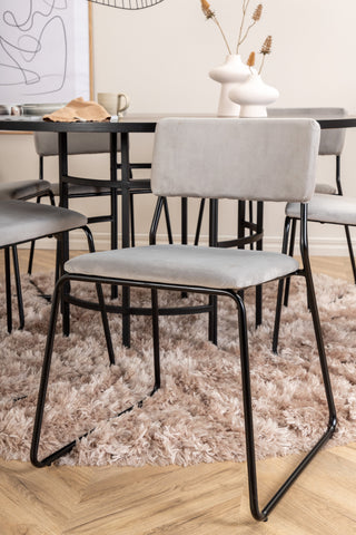Venture Home Köpenhamn - Matbord runt - Svart / Svart+Kenth Stol - Svart / Ljusgrå Velvet_6