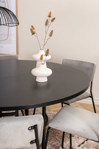 Venture Home Köpenhamn - Matbord runt - Svart / Svart+Kenth Stol - Svart / Ljusgrå Velvet_6