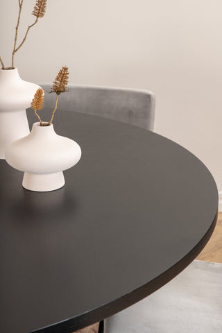 Venture Home Köpenhamn - Matbord runt - Svart / Svart+Kenth Stol - Svart / Ljusgrå Velvet_6