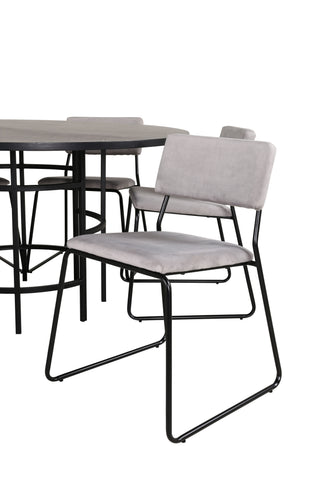 Venture Home Köpenhamn - Matbord runt - Svart / Svart+Kenth Stol - Svart / Ljusgrå Velvet_6