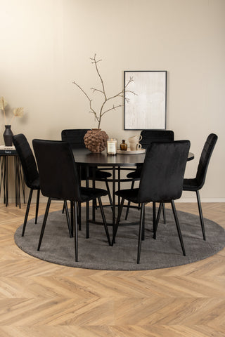 Venture Home Köpenhamn - Matbord runt - Svart / Svart+Windu Lyx Stol - Svart / Svart Velvet_6
