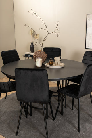 Venture Home Köpenhamn - Matbord runt - Svart / Svart+Windu Lyx Stol - Svart / Svart Velvet_6