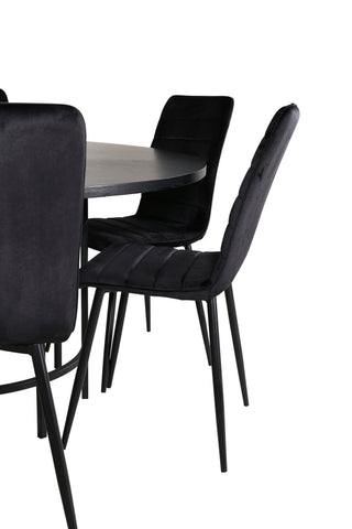 Venture Home Köpenhamn - Matbord runt - Svart / Svart+Windu Lyx Stol - Svart / Svart Velvet_6