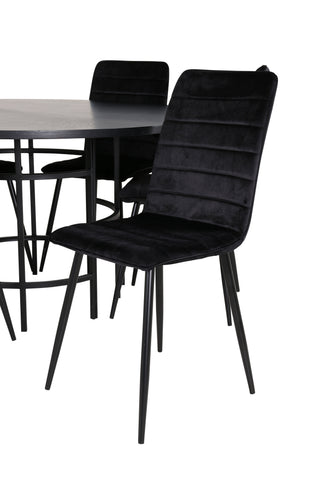 Venture Home Köpenhamn - Matbord runt - Svart / Svart+Windu Lyx Stol - Svart / Svart Velvet_6