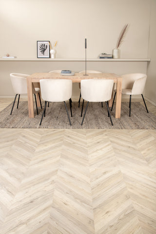 Venture Home Slider Förlängningsbord - White Wash - 170+40+40cm +Berit Stol - Svart / Beige Velvet_6