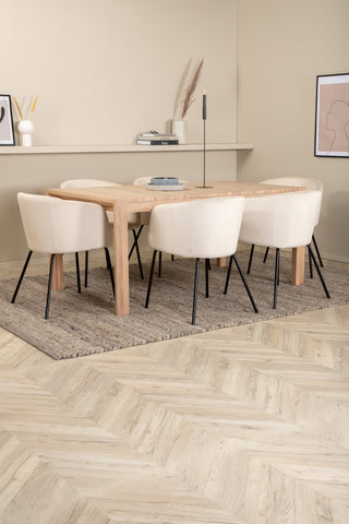 Venture Home Slider Förlängningsbord - White Wash - 170+40+40cm +Berit Stol - Svart / Beige Velvet_6