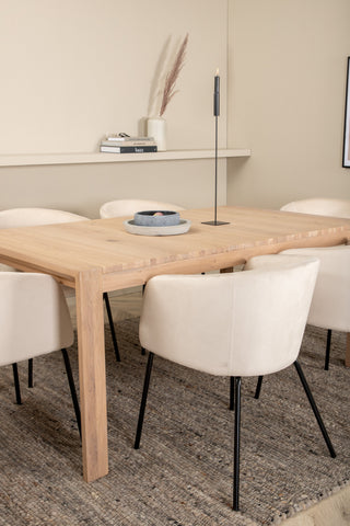 Venture Home Slider Förlängningsbord - White Wash - 170+40+40cm +Berit Stol - Svart / Beige Velvet_6