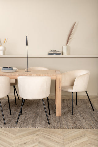 Venture Home Slider Förlängningsbord - White Wash - 170+40+40cm +Berit Stol - Svart / Beige Velvet_6