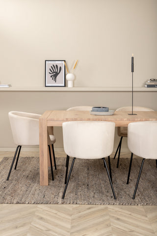 Venture Home Slider Förlängningsbord - White Wash - 170+40+40cm +Berit Stol - Svart / Beige Velvet_6