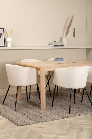 Venture Home Slider Förlängningsbord - White Wash - 170+40+40cm +Berit Stol - Svart / Beige Velvet_6