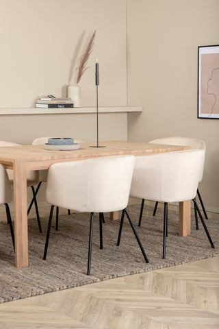 Venture Home Slider Förlängningsbord - White Wash - 170+40+40cm +Berit Stol - Svart / Beige Velvet_6
