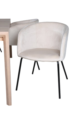 Venture Home Slider Förlängningsbord - White Wash - 170+40+40cm +Berit Stol - Svart / Beige Velvet_6
