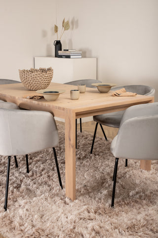Venture Home Slider Förlängningsbord - White Wash - 170+40+40cm +Berit Stol - Svart / Ljusgrå Sammet_6