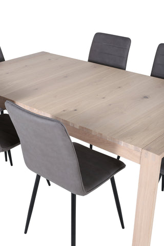 Venture Home Slider Förlängningsbord - White Wash - 170+40+40cm +Windu Lyx Stol - Svart / Grå Micro Fibre_6