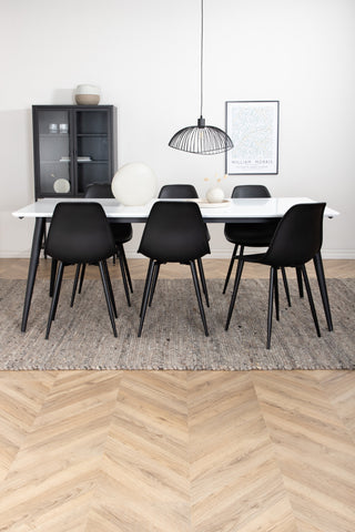 Venture Home Jimmy Matbord , Svart Vit HPL+Polar Plast Matstol , Svarta Ben Svart Plast_6