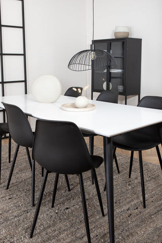 Venture Home Jimmy Matbord , Svart Vit HPL+Polar Plast Matstol , Svarta Ben Svart Plast_6
