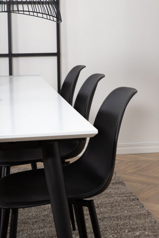 Venture Home Jimmy Matbord , Svart Vit HPL+Polar Plast Matstol , Svarta Ben Svart Plast_6