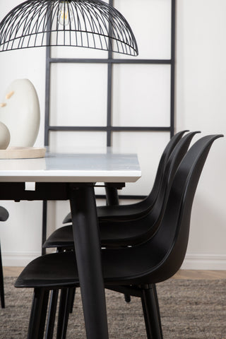 Venture Home Jimmy Matbord , Svart Vit HPL+Polar Plast Matstol , Svarta Ben Svart Plast_6