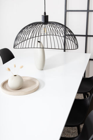 Venture Home Jimmy Matbord , Svart Vit HPL+Polar Plast Matstol , Svarta Ben Svart Plast_6