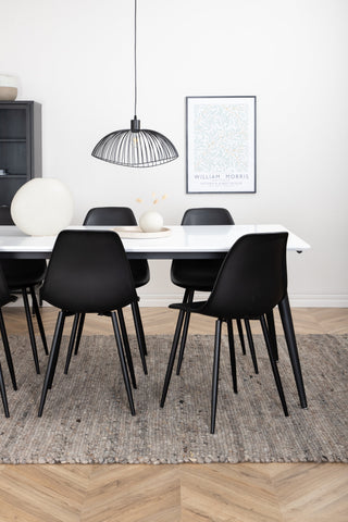 Venture Home Jimmy Matbord , Svart Vit HPL+Polar Plast Matstol , Svarta Ben Svart Plast_6