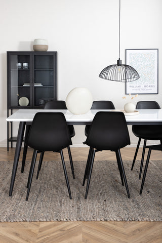Venture Home Jimmy Matbord , Svart Vit HPL+Polar Plast Matstol , Svarta Ben Svart Plast_6