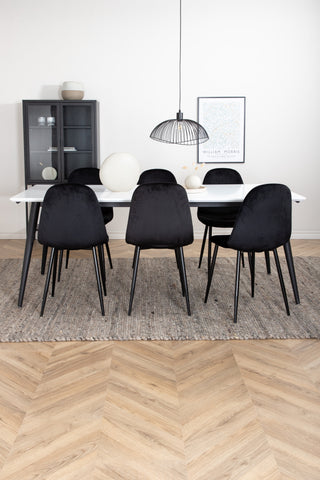 Venture Home Jimmy Matbord , Svart Vit HPL+Polar Matstol , Svarta ben Black Velvet (ers√§tter 19902,888)_6