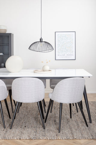 Venture Home Jimmy Matbord , Svart Vit HPL+Velvet Dining Chiar , Svarta ben , Light GreyFabric_6
