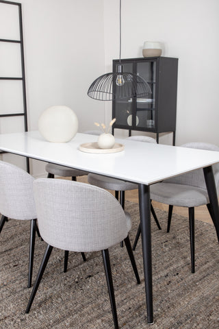 Venture Home Jimmy Matbord , Svart Vit HPL+Velvet Dining Chiar , Svarta ben , Light GreyFabric_6