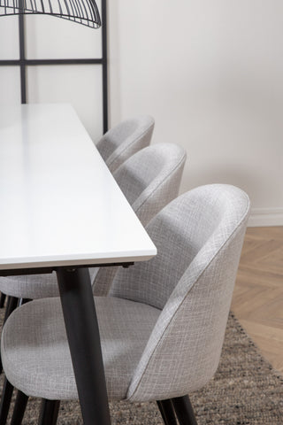 Venture Home Jimmy Matbord , Svart Vit HPL+Velvet Dining Chiar , Svarta ben , Light GreyFabric_6