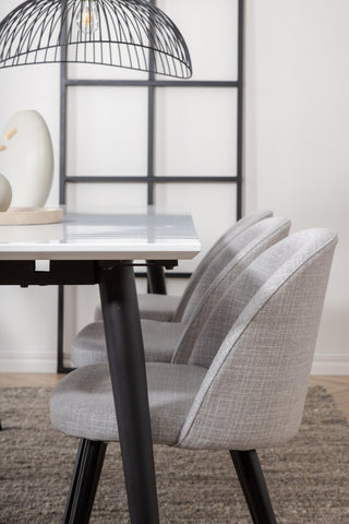Venture Home Jimmy Matbord , Svart Vit HPL+Velvet Dining Chiar , Svarta ben , Light GreyFabric_6