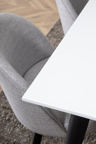 Venture Home Jimmy Matbord , Svart Vit HPL+Velvet Dining Chiar , Svarta ben , Light GreyFabric_6