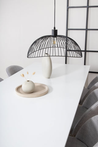 Venture Home Jimmy Matbord , Svart Vit HPL+Velvet Dining Chiar , Svarta ben , Light GreyFabric_6