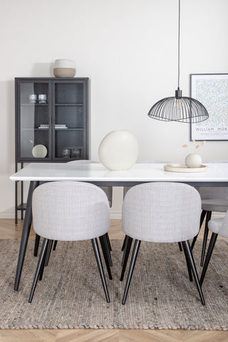 Venture Home Jimmy Matbord , Svart Vit HPL+Velvet Dining Chiar , Svarta ben , Light GreyFabric_6