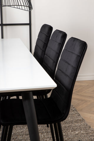 Venture Home Jimmy Matbord , Svart Vit HPL+Windu Lyx Stol , Svart Svart Sammet_6