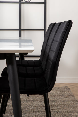 Venture Home Jimmy Matbord , Svart Vit HPL+Windu Lyx Stol , Svart Svart Sammet_6