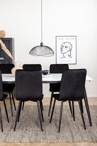 Venture Home Jimmy Matbord , Svart Vit HPL+Windu Lyx Stol , Svart Svart Sammet_6