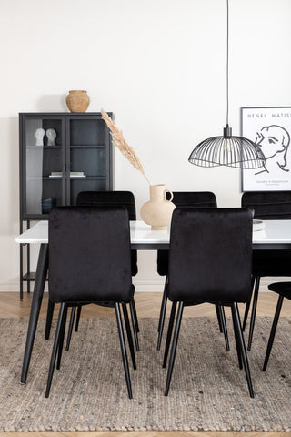 Venture Home Jimmy Matbord , Svart Vit HPL+Windu Lyx Stol , Svart Svart Sammet_6