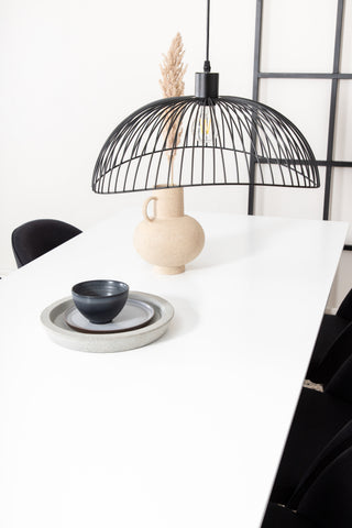 Venture Home Jimmy Matbord , Svart Vit HPL+Velvet Dining Chiar , Svarta ben, Svart Tyg_6