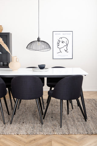 Venture Home Jimmy Matbord , Svart Vit HPL+Velvet Dining Chiar , Svarta ben, Svart Tyg_6