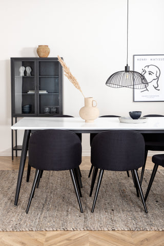 Venture Home Jimmy Matbord , Svart Vit HPL+Velvet Dining Chiar , Svarta ben, Svart Tyg_6