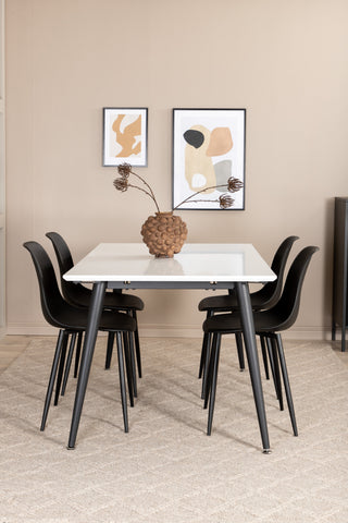 Venture Home Jimmy Matbord , Svart Vit HPL+Polar Plast Matstol , Svarta Ben Svart Plast_4