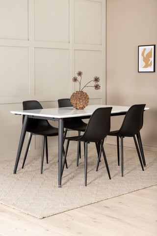 Venture Home Jimmy Matbord , Svart Vit HPL+Polar Plast Matstol , Svarta Ben Svart Plast_4