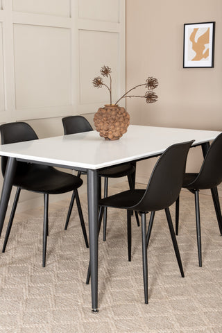 Venture Home Jimmy Matbord , Svart Vit HPL+Polar Plast Matstol , Svarta Ben Svart Plast_4