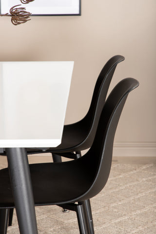 Venture Home Jimmy Matbord , Svart Vit HPL+Polar Plast Matstol , Svarta Ben Svart Plast_4