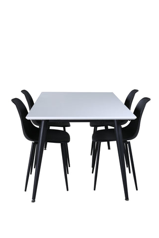 Venture Home Jimmy Matbord , Svart Vit HPL+Polar Plast Matstol , Svarta Ben Svart Plast_4