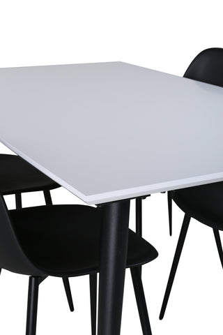 Venture Home Jimmy Matbord , Svart Vit HPL+Polar Plast Matstol , Svarta Ben Svart Plast_4